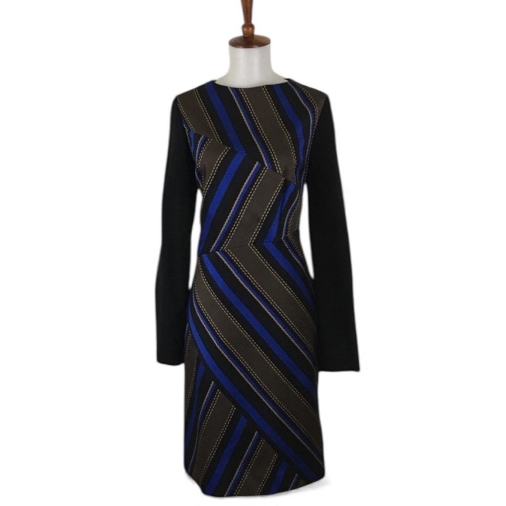 Carlisle‎ Sheath Dress Women’s 8 Embroidered Long Sleeve Crew Neck